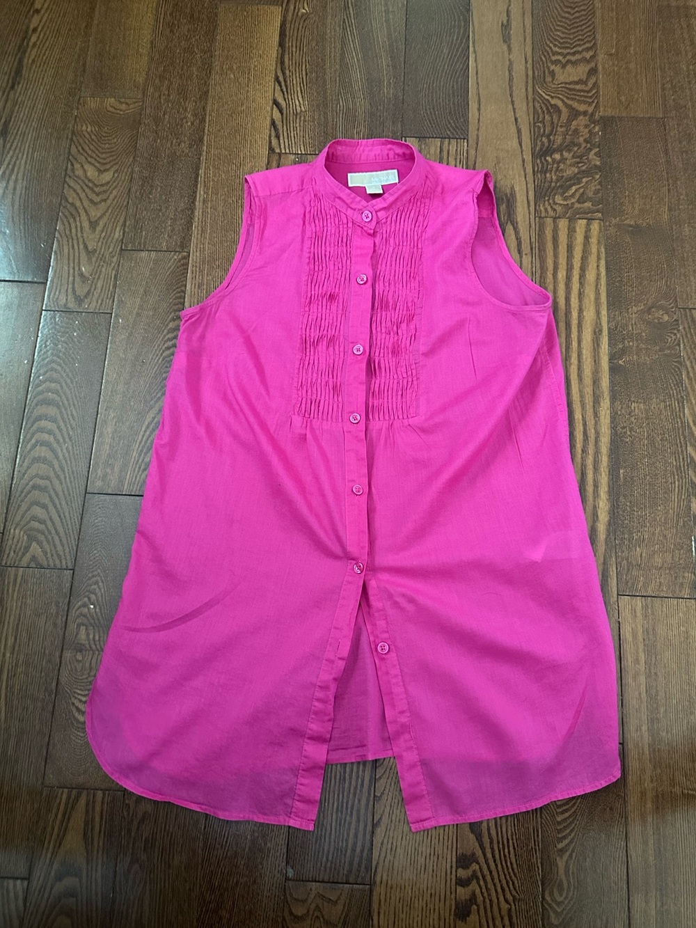 Michael Kors Hot Pink Sleeveless Button-Front Tunic Blouse